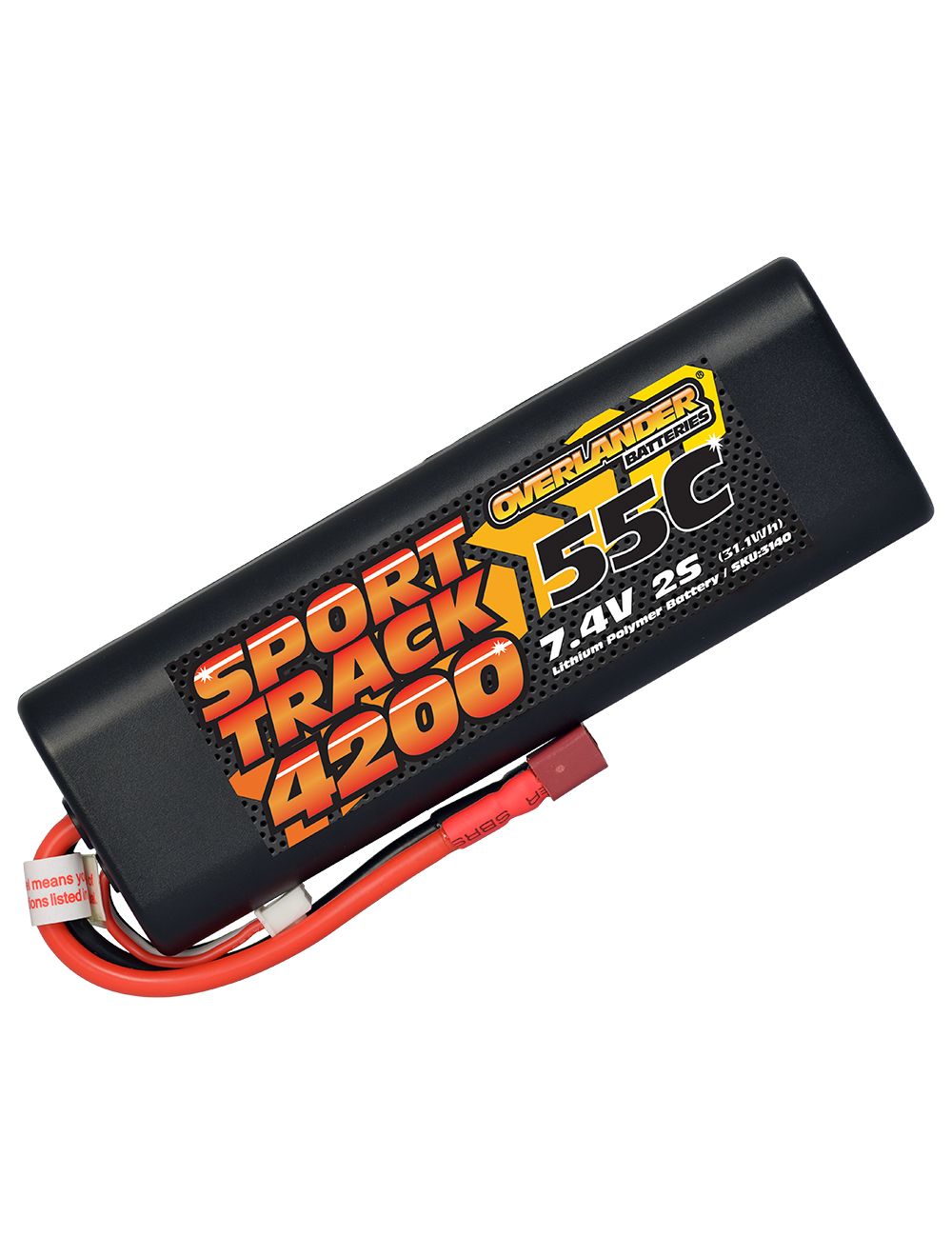 Overlander 4200mAh 7.4V 2S 55C Hard Case Sport Track LiPo Battery - Deans Connector 3140