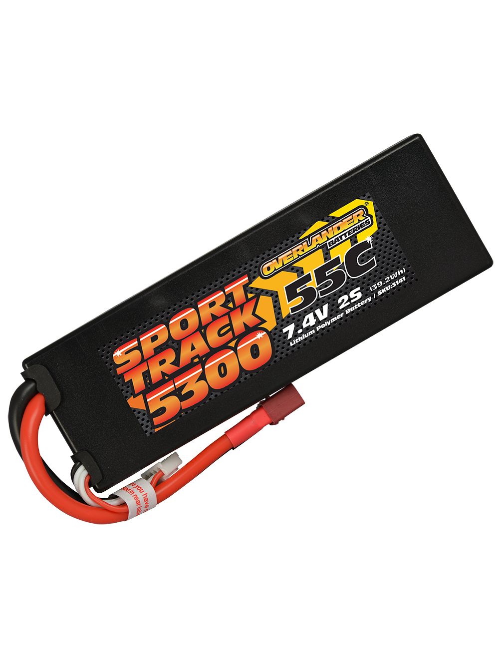 Overlander 5300mAh 7.4V 2S 55C Hard Case Sport Track LiPo Battery - Deans Connector 3141