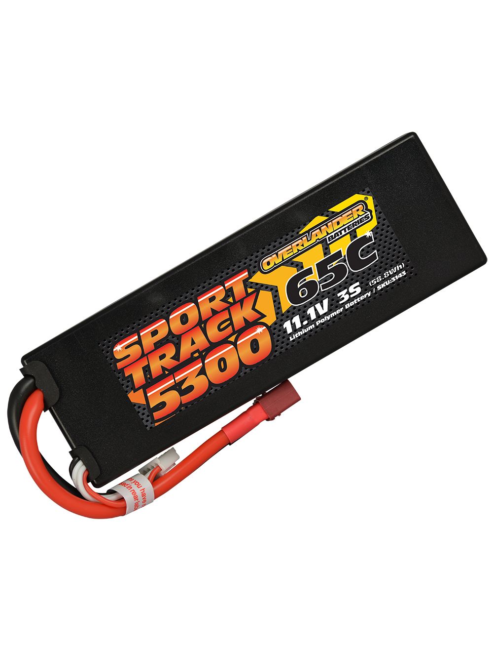 Overlander 5300mAh 11.1V 3S 65C Hard Case Sport Track LiPo Battery - Deans Connector 3143