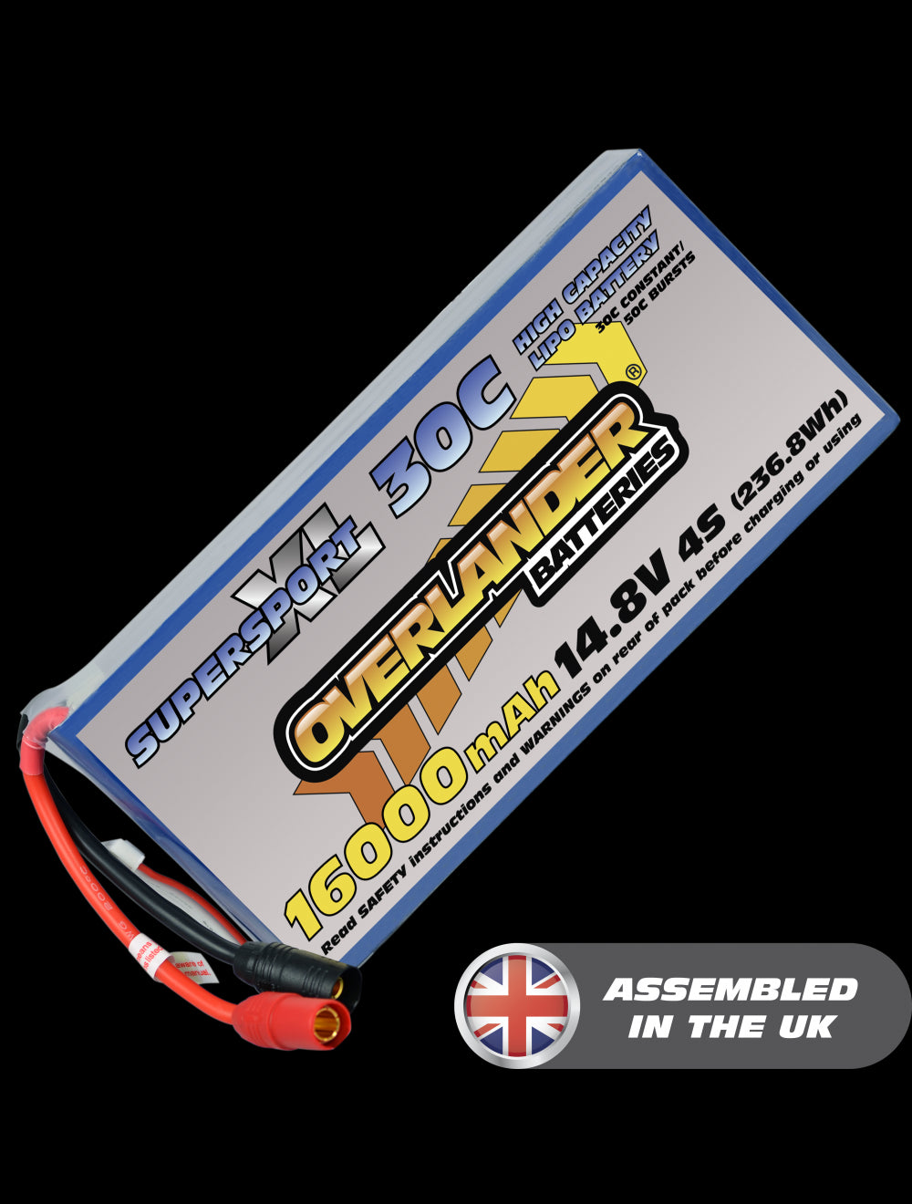 Overlander 16000mAh 14.8V 4S 30C Supersport XL LiPo Battery - No Connector 3144