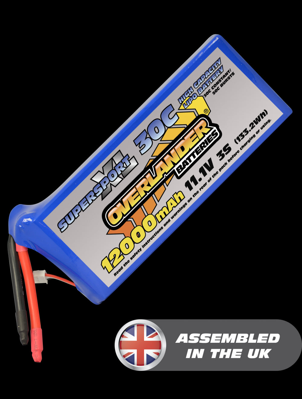 Overlander 12000mAh 11.1V 3S 30C Supersport XL LiPo Battery - No Connector 3155