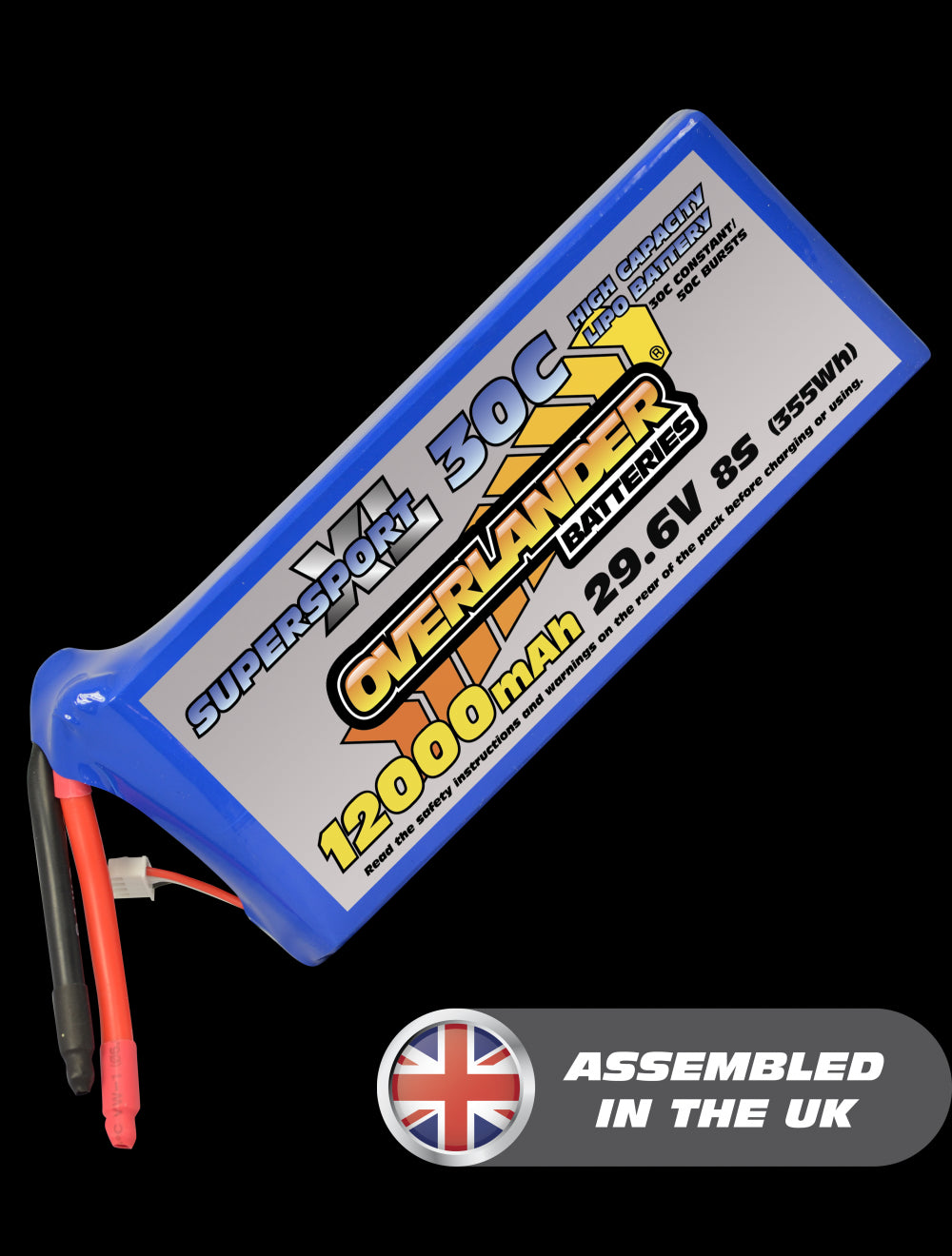 Overlander 12000mAh 29.6V 8S 30C Supersport XL LiPo Battery - No Connector 3181