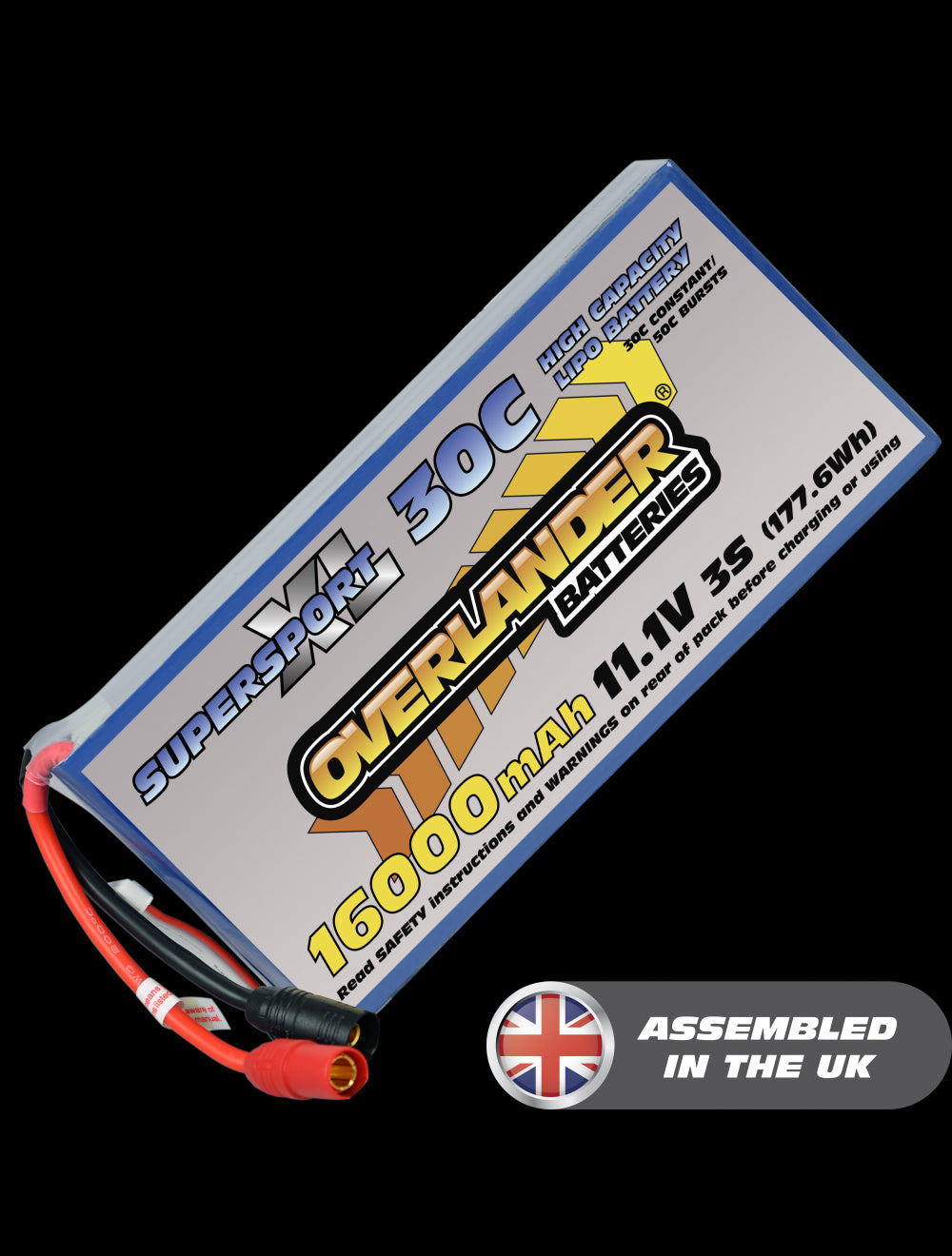 Overlander 16000mAh 11.1V 3S 30C Supersport XL LiPo Battery - No Connector 3245