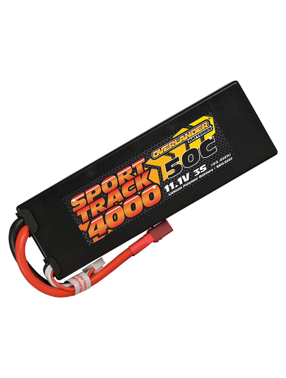 Overlander 4000mAh 11.1V 3S 50C Hard Case Sport Track LiPo Battery - Deans Connector 3261