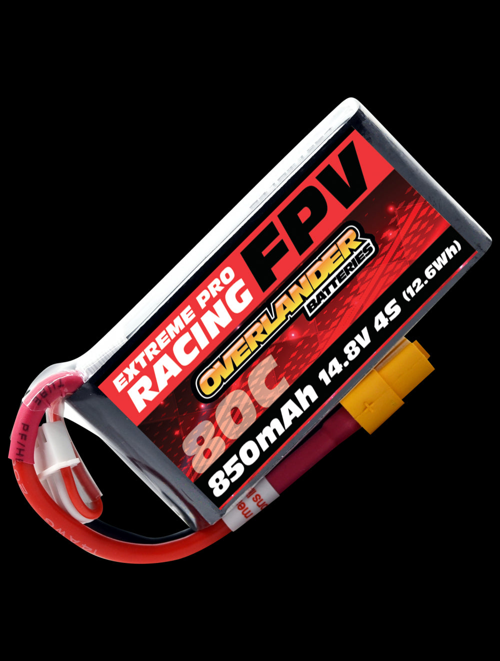 Overlander 850mAh 14.8V 4S 80C FPV LiPo Battery 3338