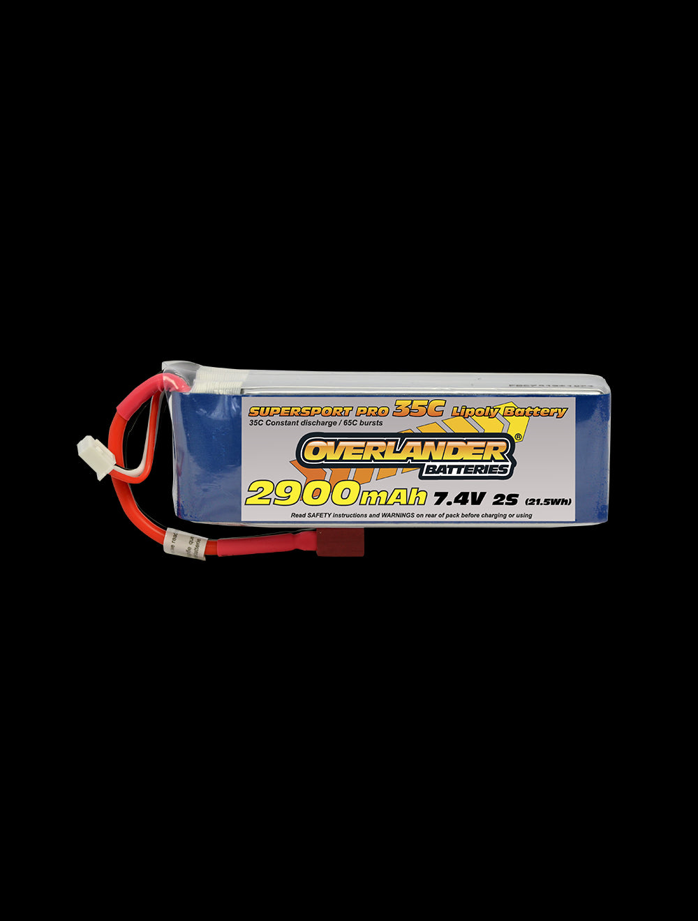 Overlander 2900mAh 7.4V 2S 35C Supersport Pro LiPo Battery - Deans Connector 3396