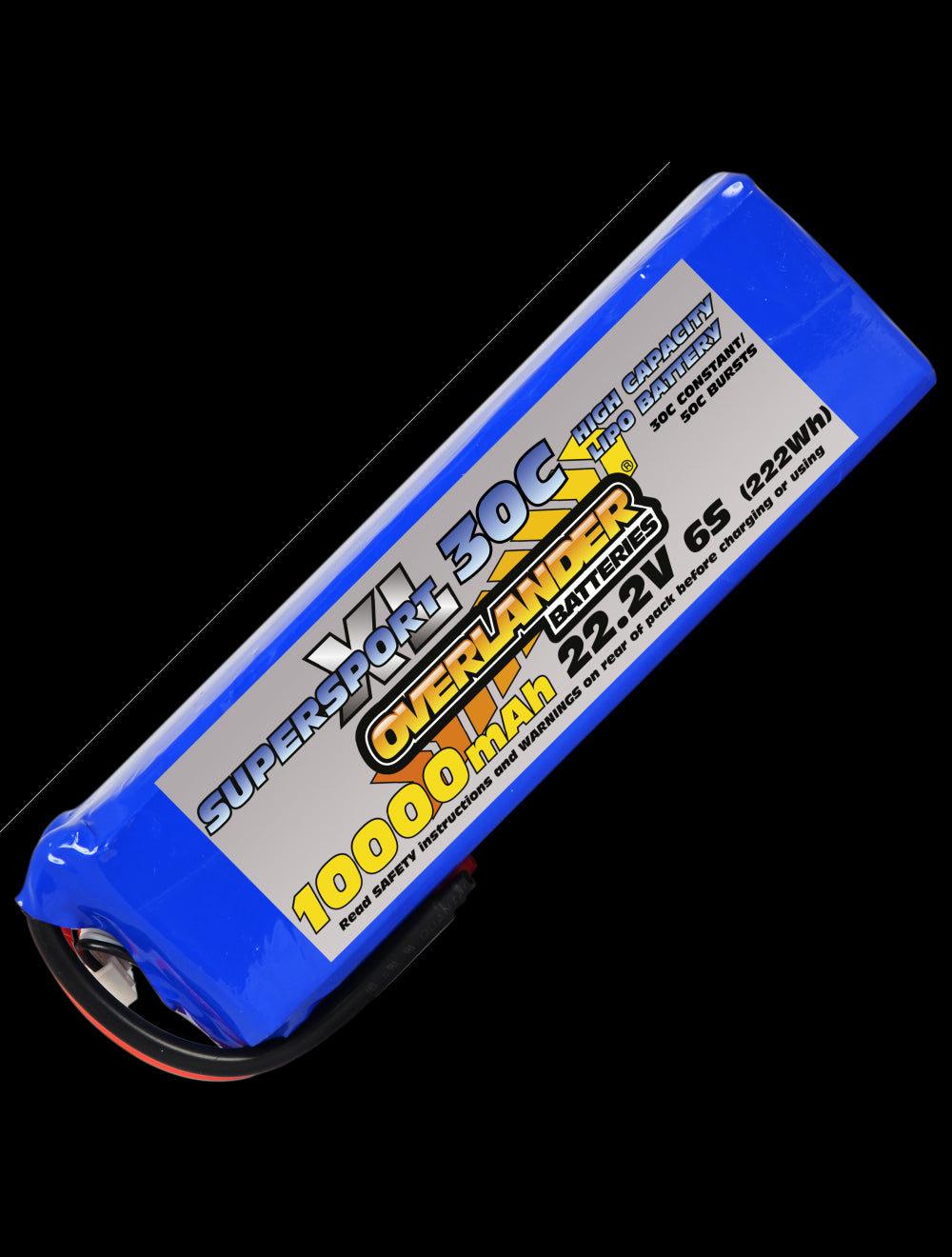 Overlander 10000mAh 22.2V 6S 30C SupersportXL LiPo Battery - No Connector 3408