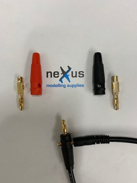 4mm Banana Plugs with 4mm transverse hole - One Pair