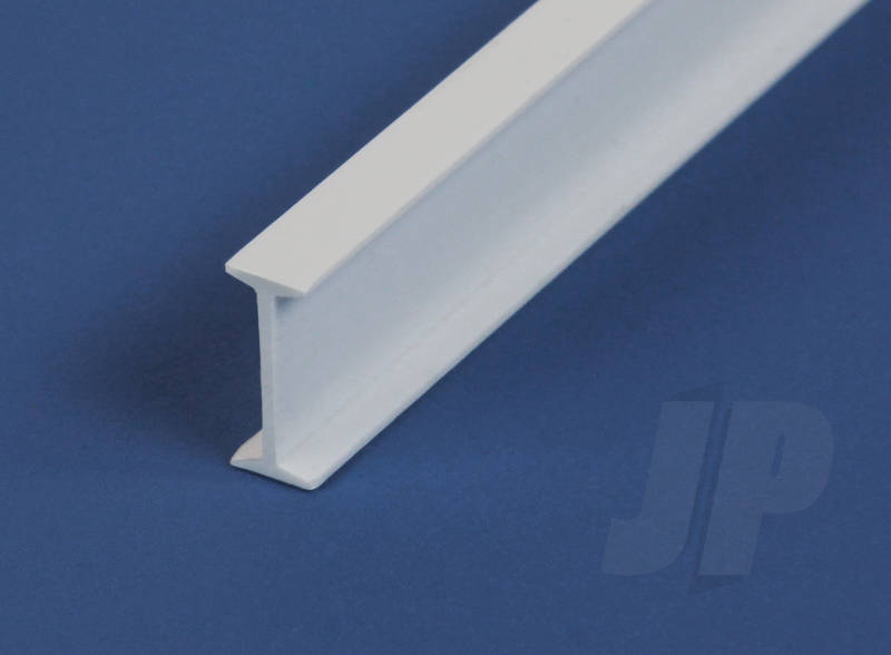Evergreen .188" Opaque White Styrene I Beam (3 Pack) 276
