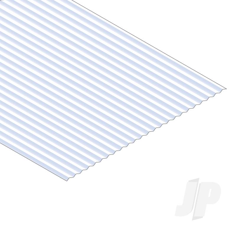 Evergreen 12x24in (30x60cm) Corrugated Metal Siding Sheet .040in (1.0mm) Thick .100in Groove Spacing (1 sheet per pack) 14529