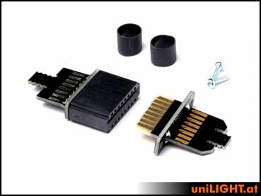 UniLight Lite cable connection, 6 primary, 4 secundary pins (Finish: Assembled (2 pair, m/f)