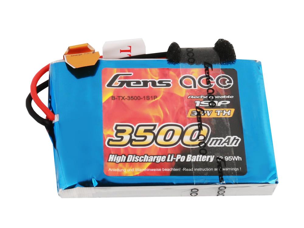 Gens Ace LiPo 1S 3.7V 3500mAh Tx with JR G1S3500-RX