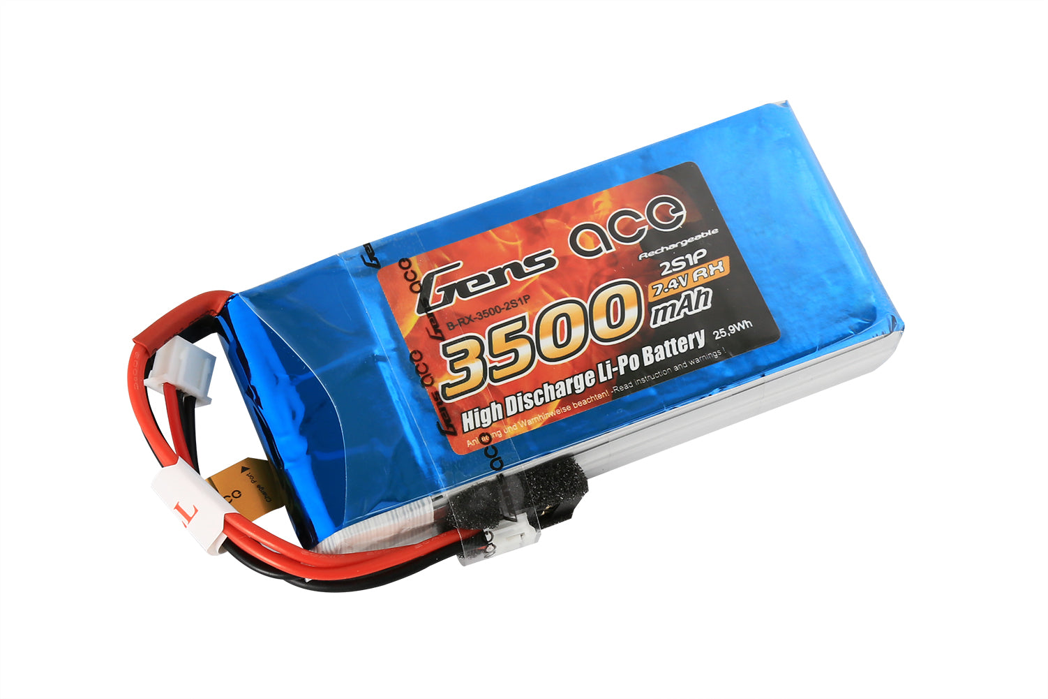 Gens Ace LiPo 2S 7.4V 3500mAh Rx with Futaba G2S3500-RX