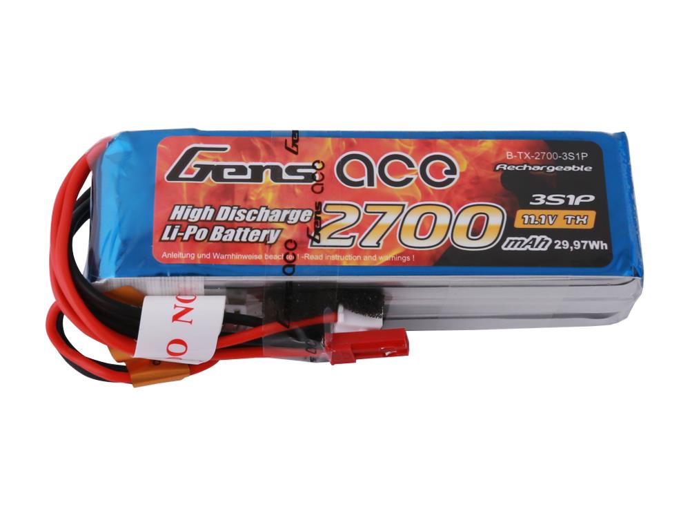 Gens Ace LiPo 3S 11.1V 2700mAh Tx with BEC G3S2700-B
