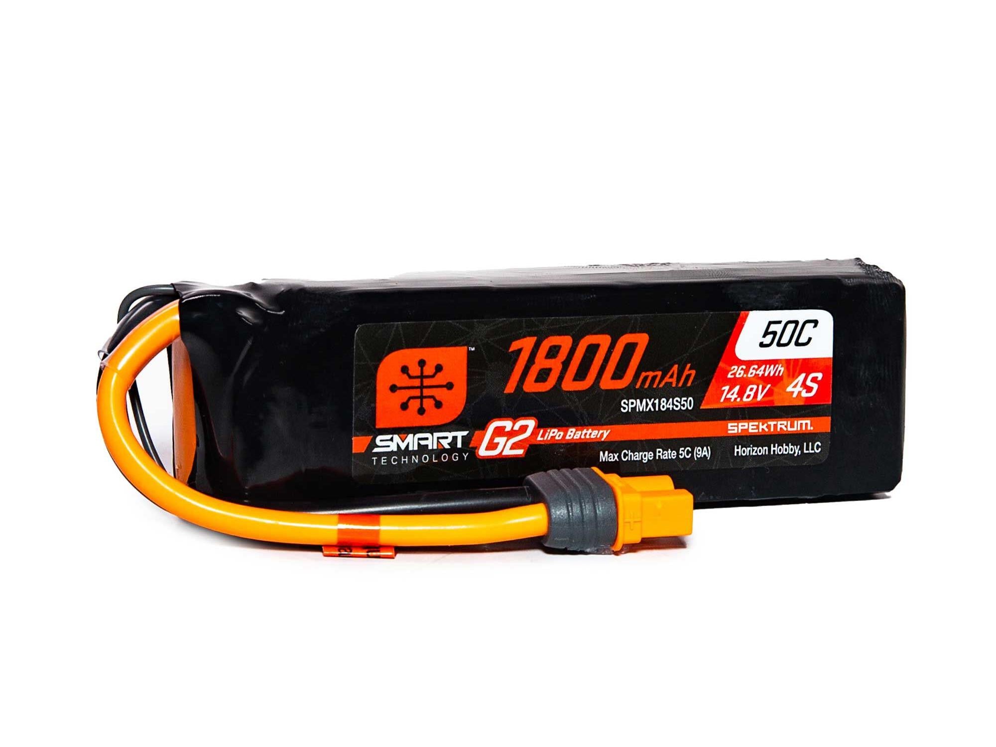 Spektrum 14.8V 1800mAh 4S 50C Smart G2 LiPo Battery: IC3 SPMX184S50