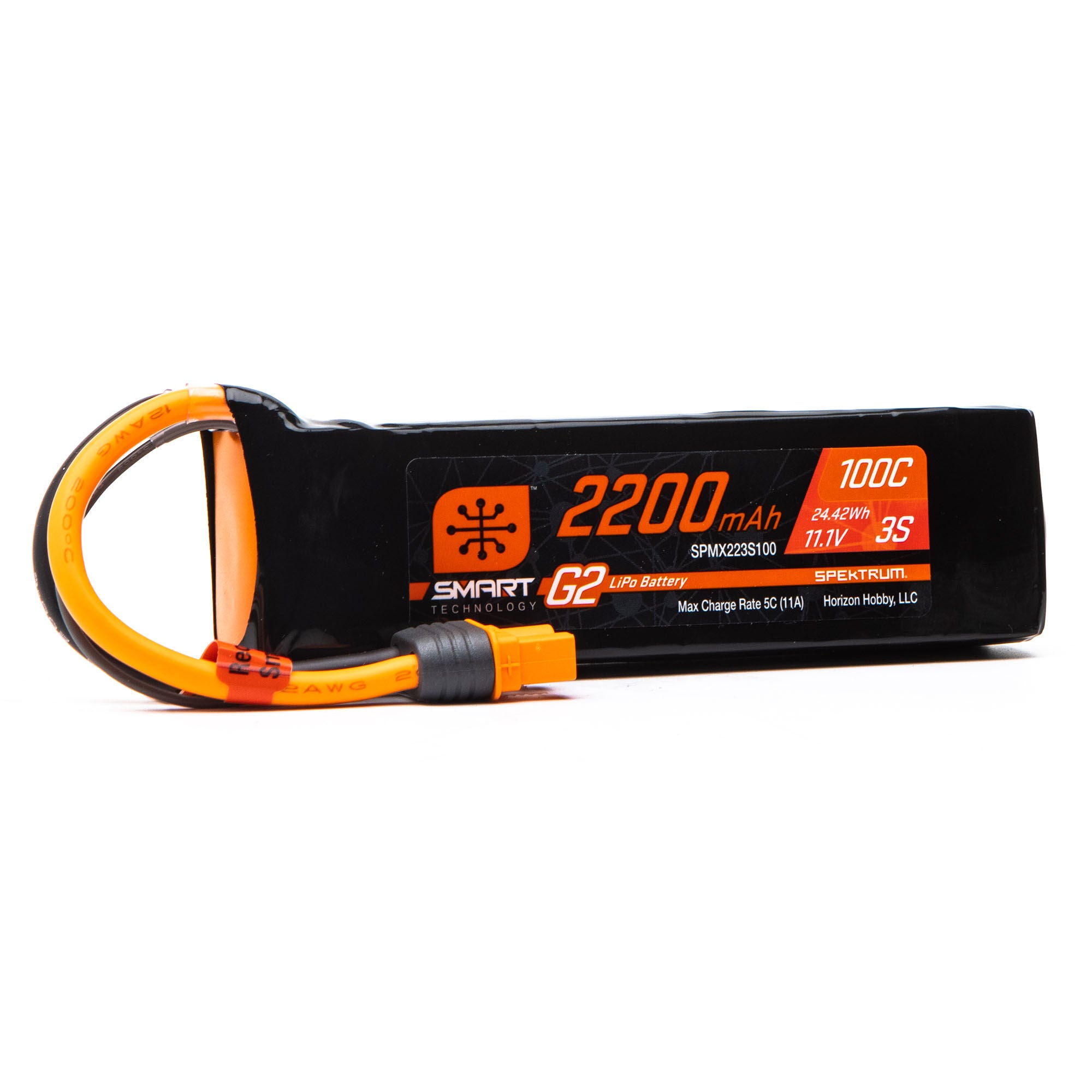Spektrum 11.1V 2200mAh 3S 100C Smart G2 LiPo Battery: IC3 SPMX223S100