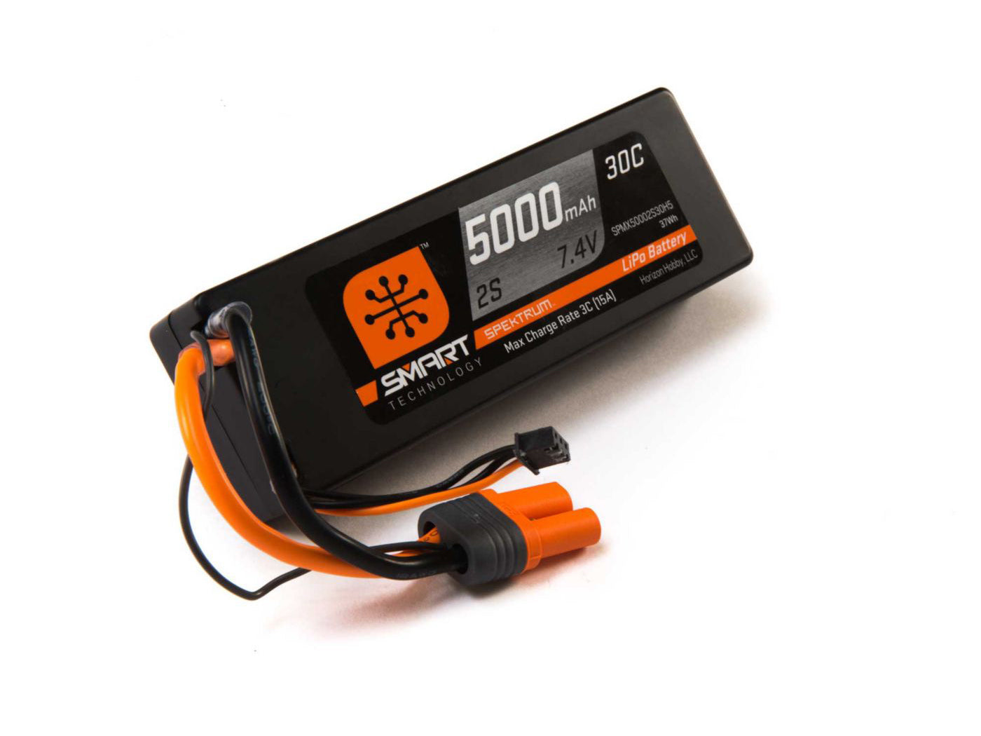 Spektrum 5000mah 2S 7.4V 30C Smart LiPo Hardcase IC5 SPMX50002S30H5