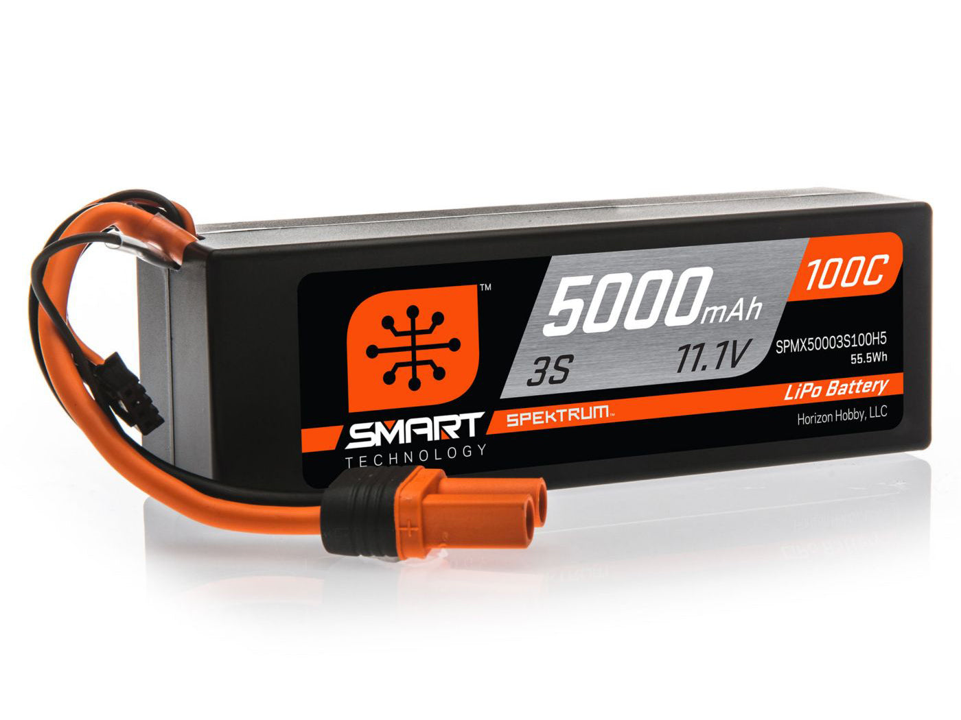 Spektrum 5000mAh 3S 11.1V 100C Smart LiPo Hardcase IC5 SPMX50003S100H5