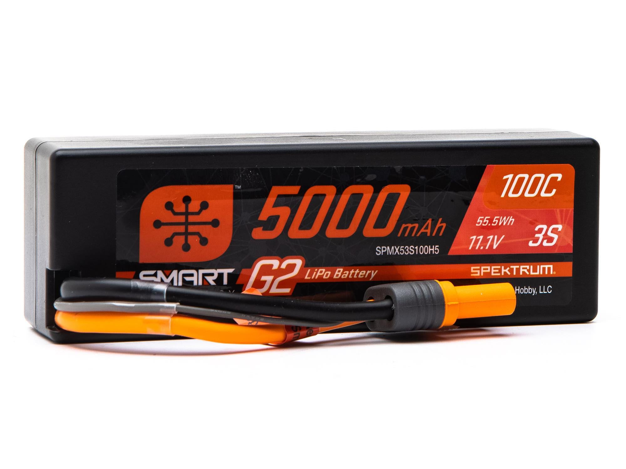 Spektrum 11.1V 5000mAh 3S 100C Smart G2 Hardcase LiPo Battery: IC5 SPMX53S100H5
