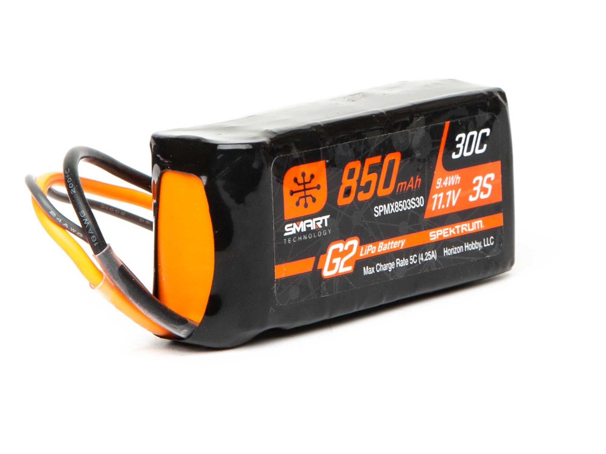 Spektrum 11.1V 850mAh 3S 30C Smart LiPo Battery G2: IC2 SPMX8503S30