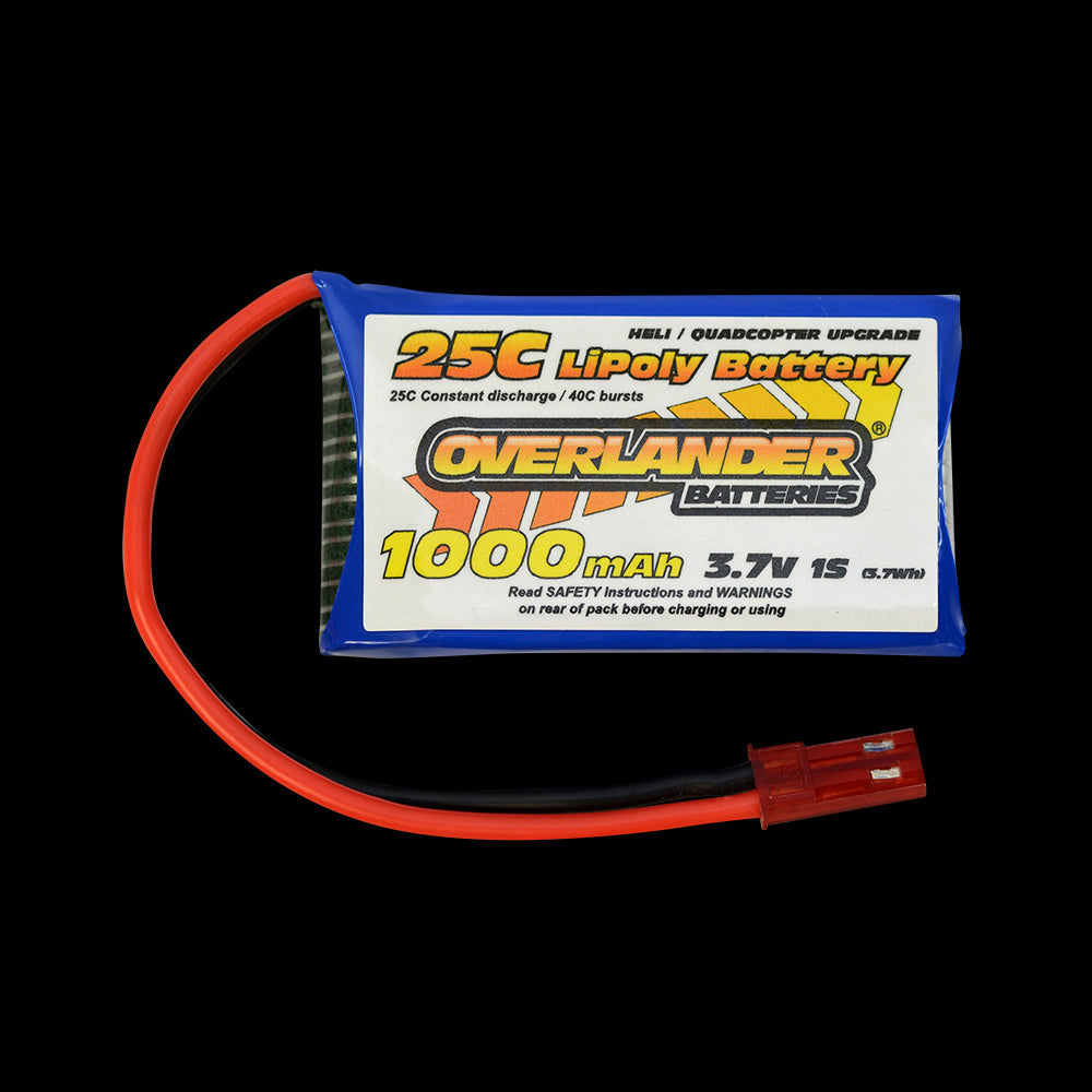 Overlander 1000mAh 3.7V 1S 25C LiPo Battery - JST-BEC Connector 2809