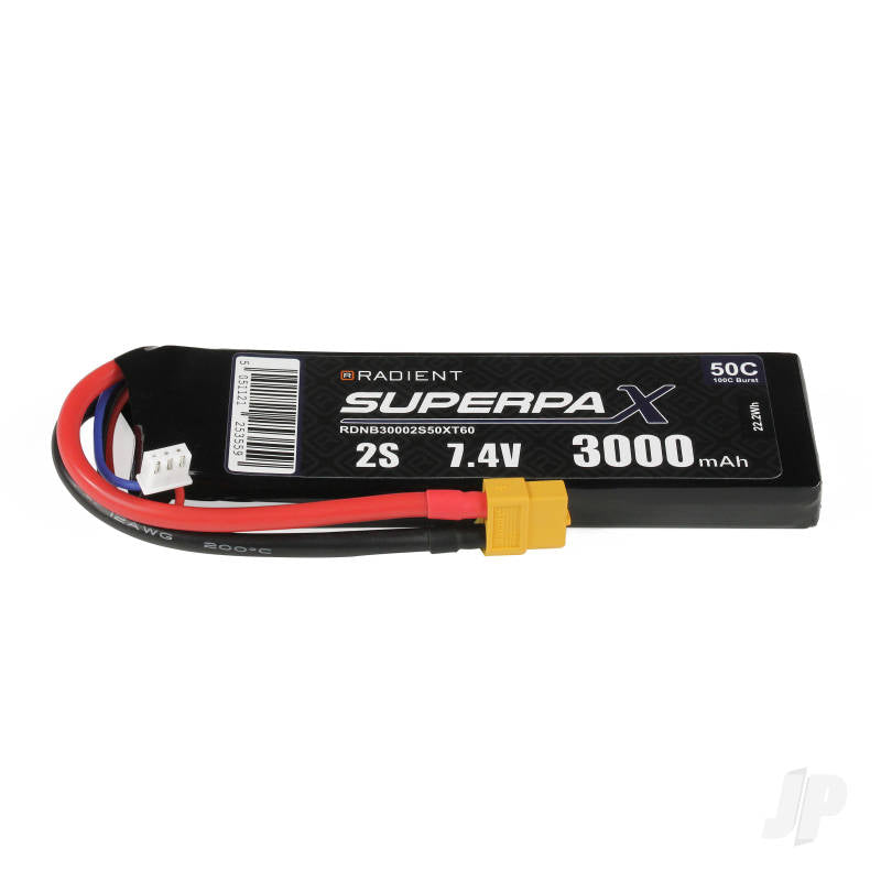 Radient LiPo 2S 3000mAh 7.4V 50C XT60 RDNB30002S50XT60