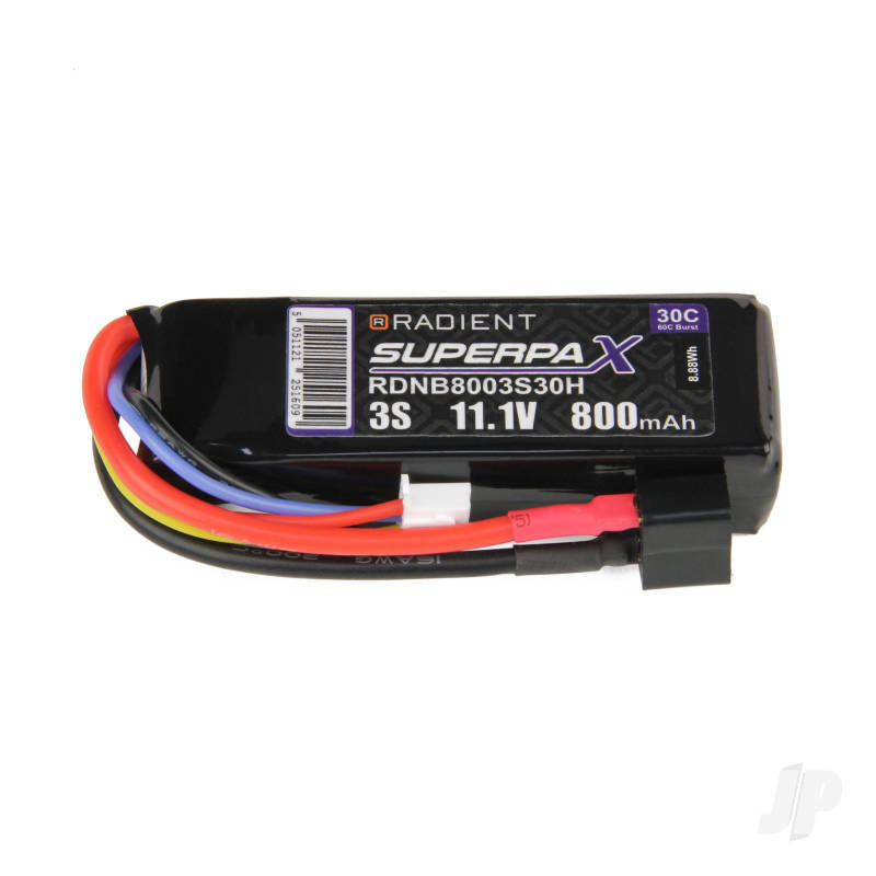 Radient LiPo 3S 800mAh 11.1V 30C Deans (HCT) RDNB8003S30H
