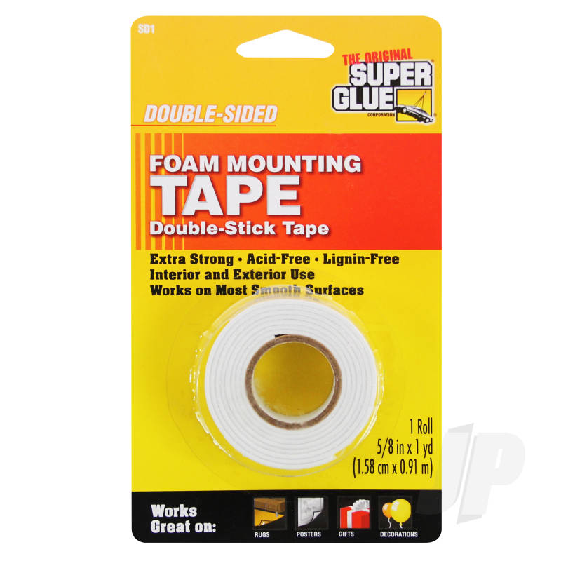 Super Glue Foam Mounting Tape, Double-Sided (5/8in x 36in) SUPSD1