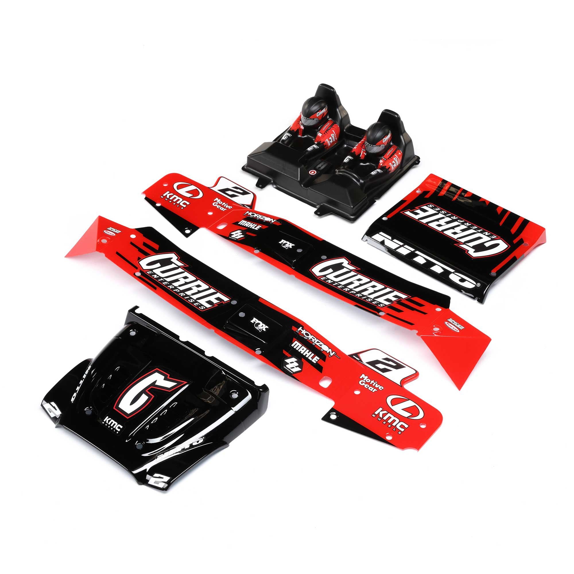 Losi Body/Driver Set, Red, Silkscreened: Hammer Rey LOS230098