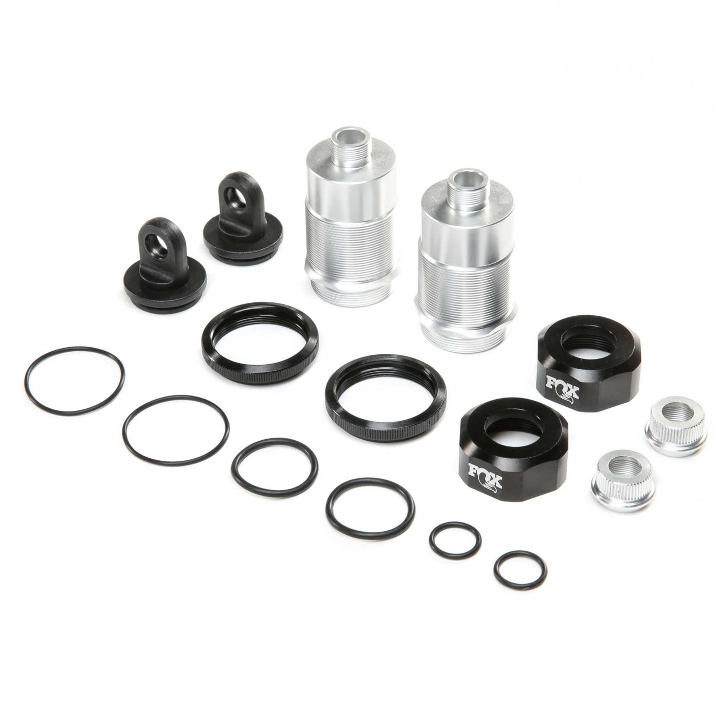 Losi Shock Body Set, Silver, FOX Caps (2): DBXL-E 2.0 LOS253026
