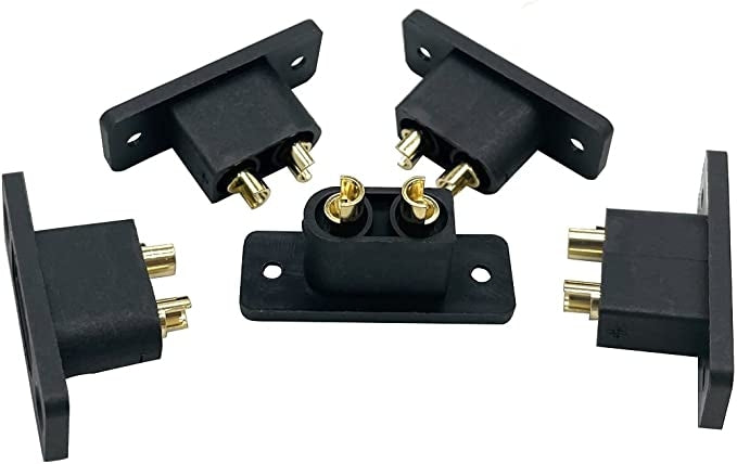 XT90 Gold Plated Male Connector in Molded Mounting Housing Black from AMASS