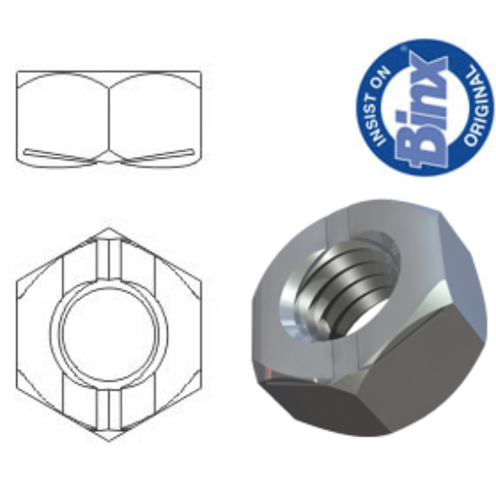 M3 Binx Aerotight Vibration Resistant All Metal Self Locking Nuts