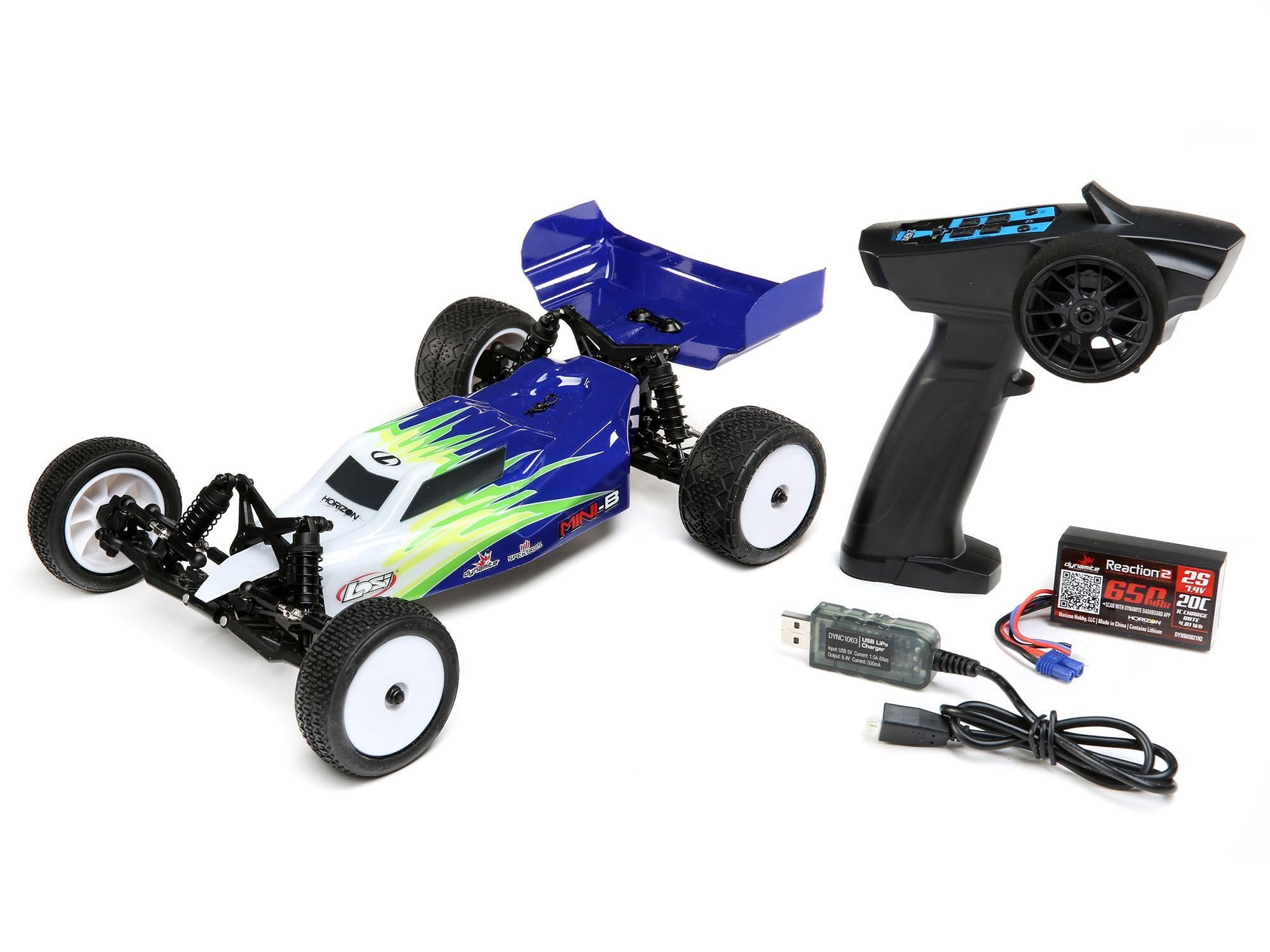 Losi 1/16 Mini-B Brushed RTR 2WD Buggy - Blue/White LOS01016T1