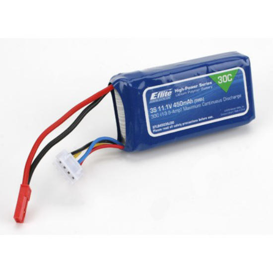 E-Flite 450mAh 3S 11.1V 30C LiPo with JST Connector EFLB4503SJ30 605482714669