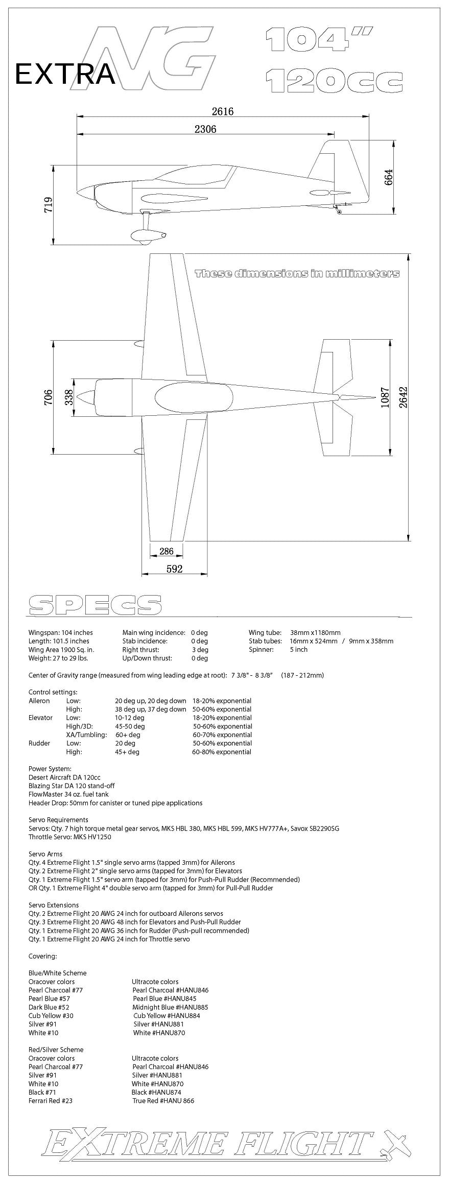 Extreme Flight Extra NG 104" Red/Silver