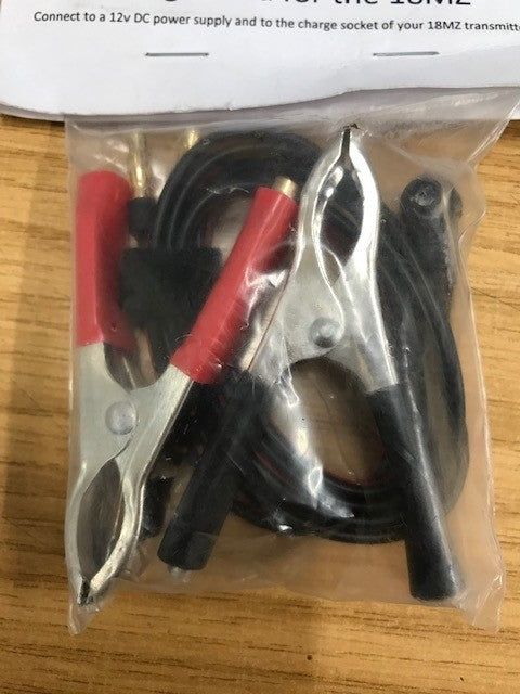 Futaba T18MZ 12v Charge Lead (90 degree) With Croc Clip