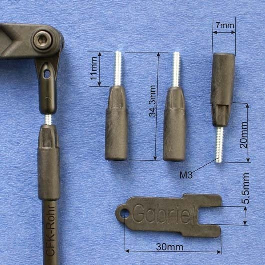 Thread Adapter End M3 for 5mm Carbon Fibre Tube Push Rod GG992002