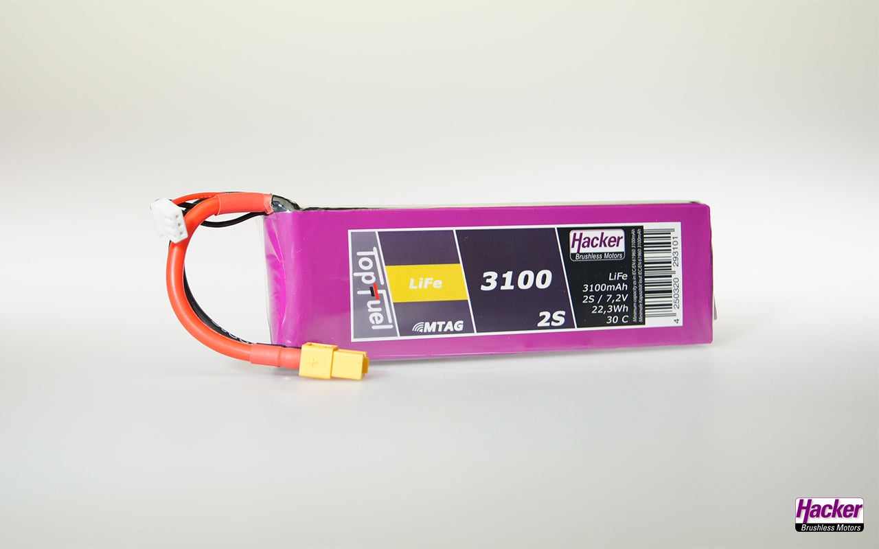 Hacker TopFuel LiFe Battery 2S 3100mAh XT60 MTAG 93100251