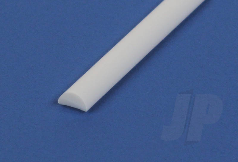 Evergreen .080" Opaque White Styrene Half Round (4 Pack) 242