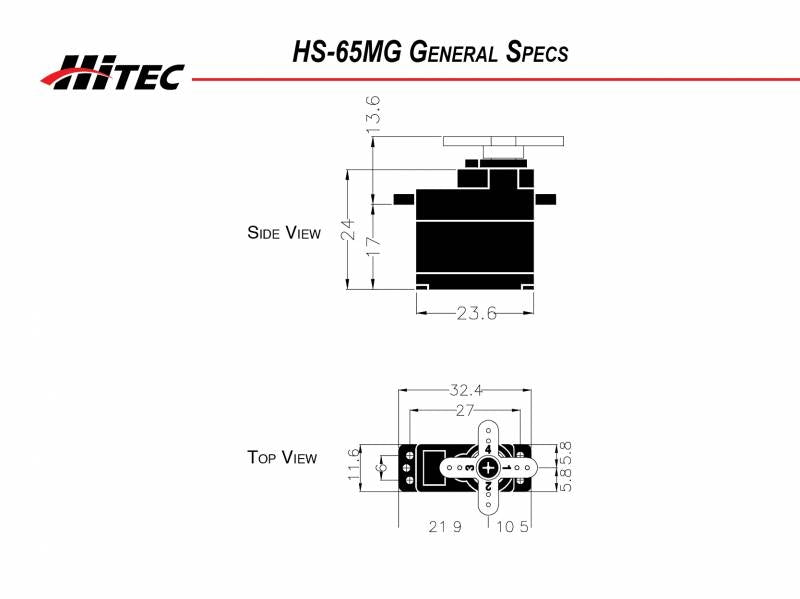 Hitec HS65MG Mighty Feather 11.9g Metal Gear/BB Servo