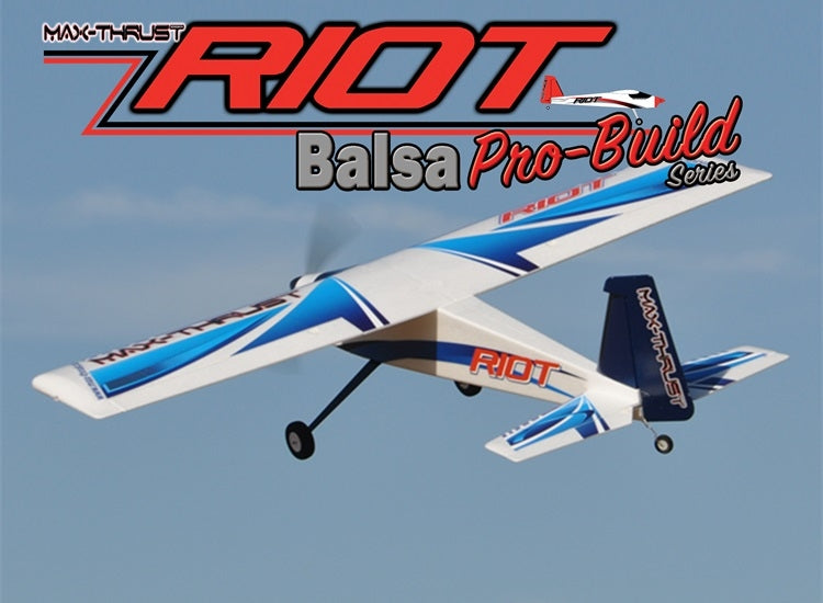 Max Thrust Pro-Build Balsa Riot ARTF Kit Blue - IC or Electric 1-MT-BALSA-RIOT-B