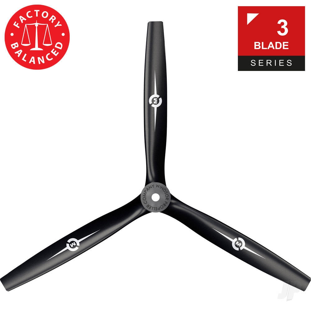 Master Airscrew 13x12 3-Blade Propeller Reverse/Pusher Black MAS3B13X12R01
