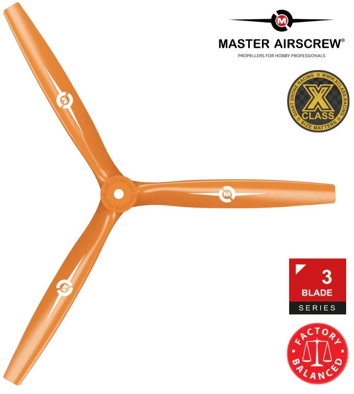 Master Airscrew 13x12 3-Blade Propeller Reverse/Pusher Orange MAS3B13X12RO1