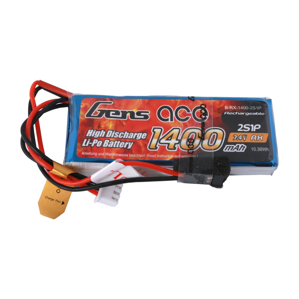 Gens Ace Li-Po 2S 7.4V 1400mAh RXC with Futaba Plug O-G2S1400-RX