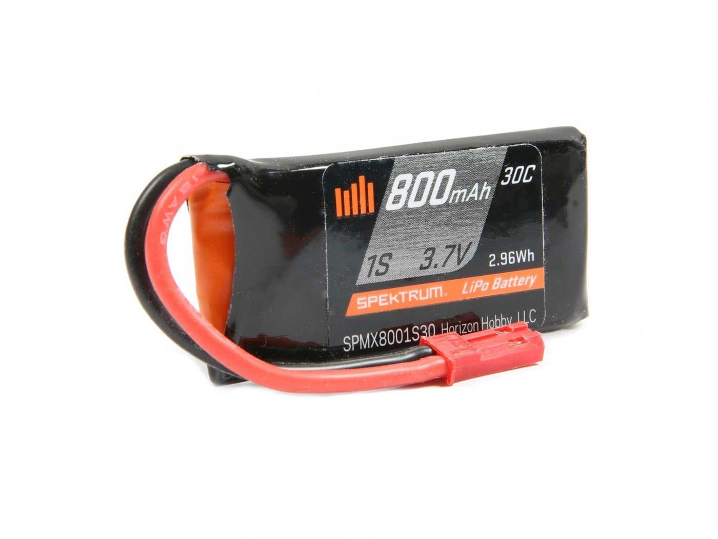 Spektrum 800mAh 1S 3.7V 30C LiPo Battery with JST Connector SPMX8001S30