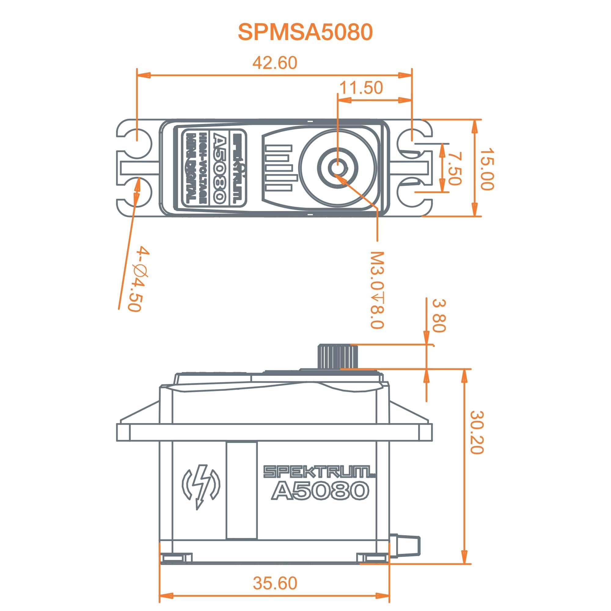 SPEKTRUM A5080 MT/HS Mini Digital HV Servo P-SPMSA5080 