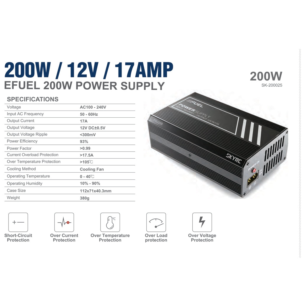 SkyRC 17A Power Supply 12 Volt 17 Amp 200W SK-200025