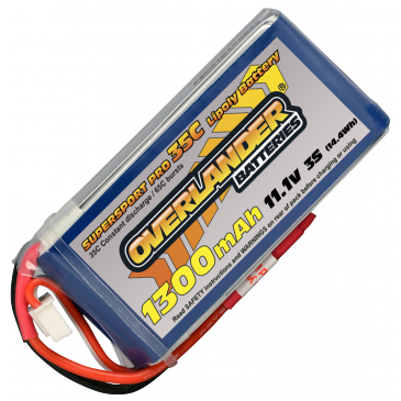 1300mAh 3S 11.1v 35C Supersport Lipo Battery from Overlander