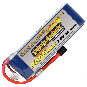 Overlander 2200mAh 2S 7.4v 35C Supersport Lipo Battery