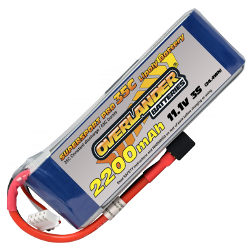 2200mAh 3S 11.1v 35C Supersport Lipo Battery from Overlander Deans Connector